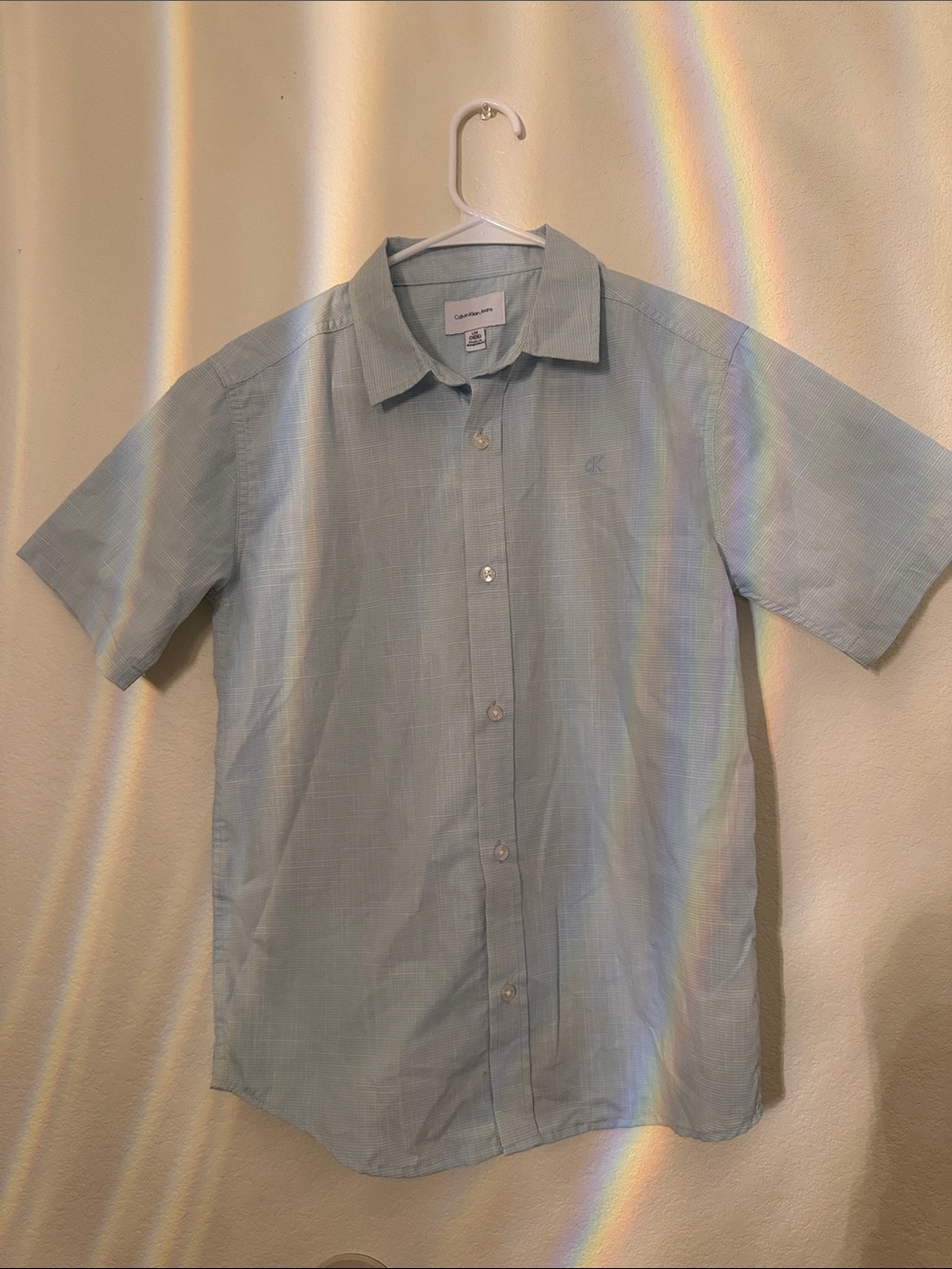 Calvin Klein Pale Blue Short Sleeve Button-Down Shirt